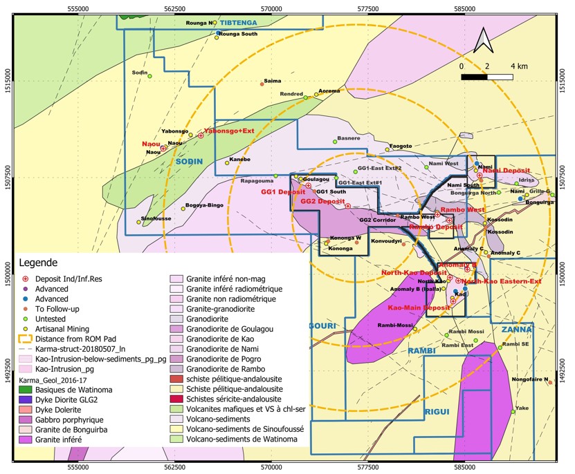 Carte des ressources minérales de Karma